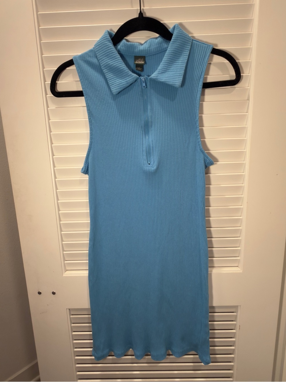 wild fable Sleeveless Ribbed Polo Midi Dress in Sky Blue